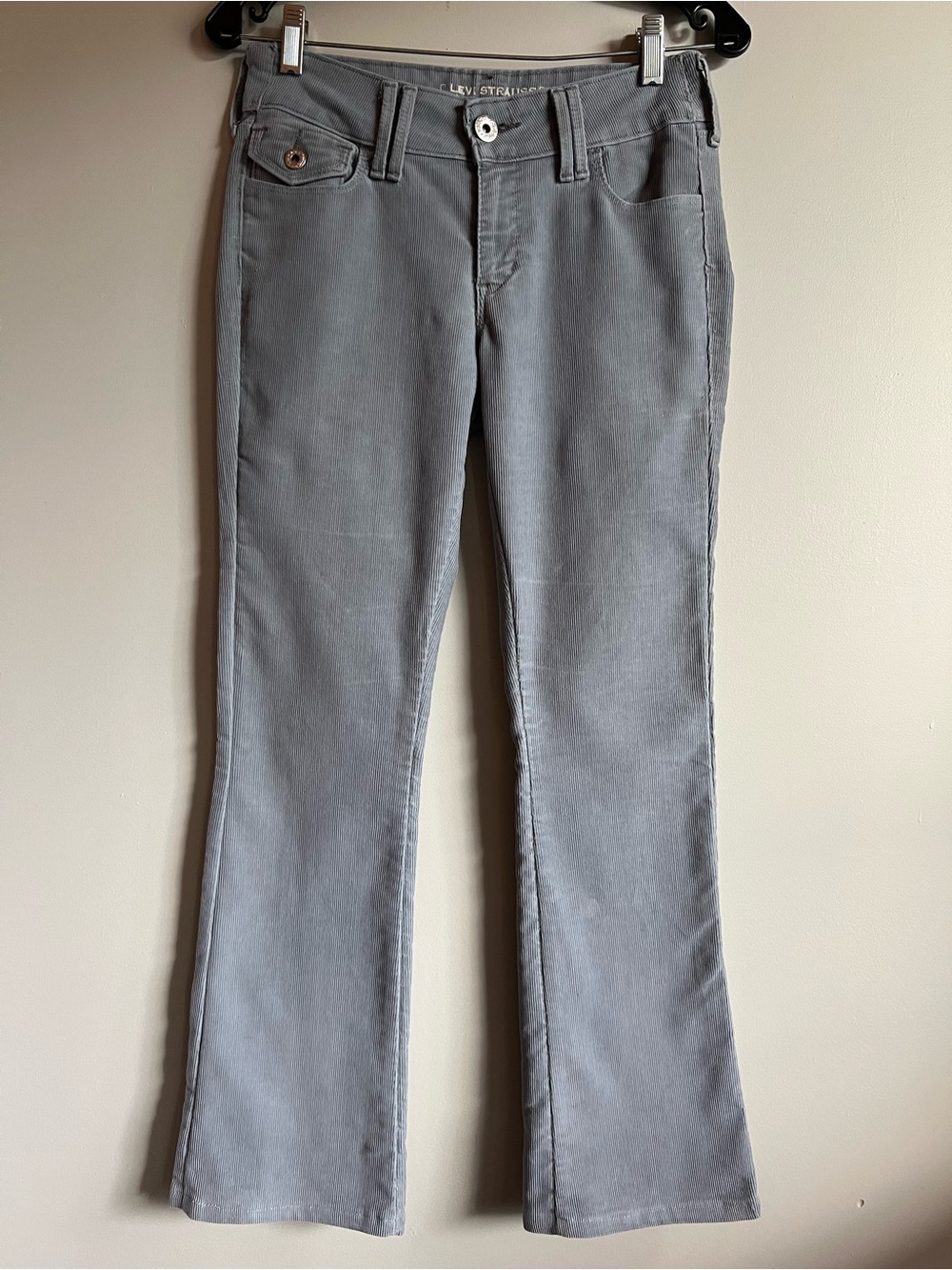 Levi Strauss Signature Grey Corduroy Bootcut Pants Womens Size 8 Low Rise Y2K